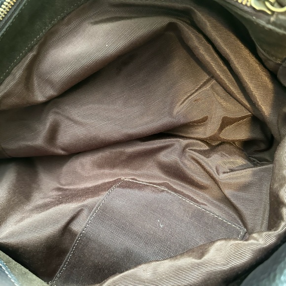 Carla Mancini vintage brown suede w/ leather handles & leather top sides see pic - Picture 5 of 8